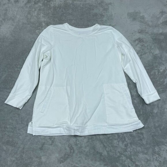D&Co Active Womens Long Sleeve Top With Pockets White LP a0844 - Picture 1 of 7